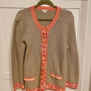 Size Large J.Jill Tan and Pink Cardigan